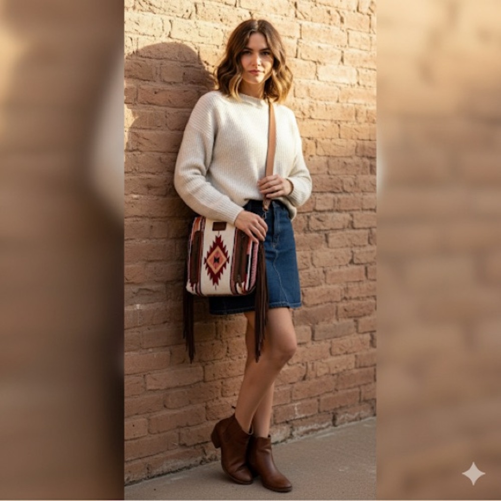 American Darling Western Aztec Fringe Crossbody Bag